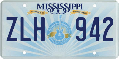 MS license plate ZLH942