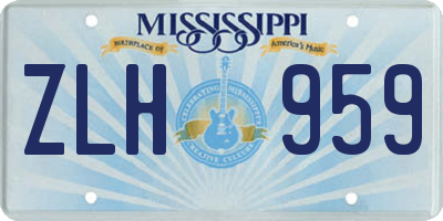 MS license plate ZLH959