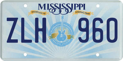 MS license plate ZLH960