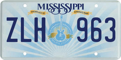 MS license plate ZLH963