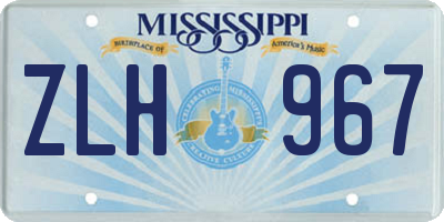 MS license plate ZLH967