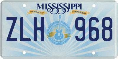 MS license plate ZLH968