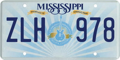 MS license plate ZLH978