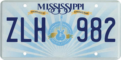 MS license plate ZLH982
