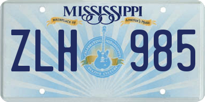MS license plate ZLH985