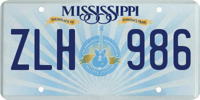MS license plate ZLH986