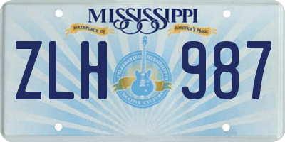 MS license plate ZLH987
