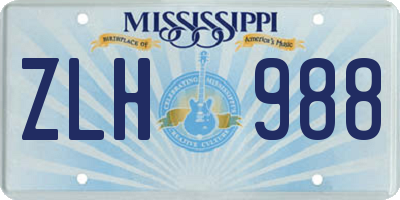 MS license plate ZLH988