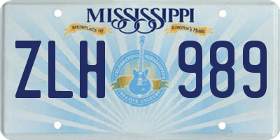 MS license plate ZLH989