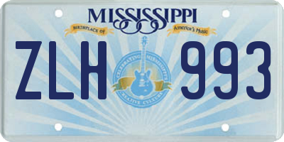 MS license plate ZLH993