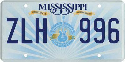 MS license plate ZLH996