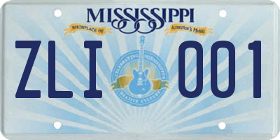 MS license plate ZLI001