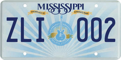 MS license plate ZLI002