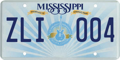 MS license plate ZLI004