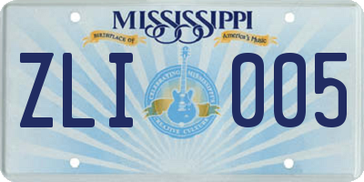 MS license plate ZLI005
