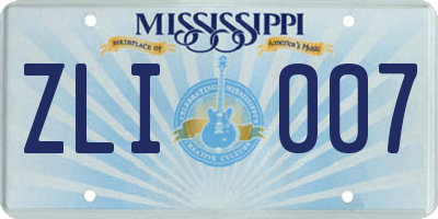 MS license plate ZLI007