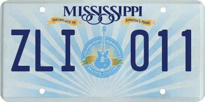 MS license plate ZLI011