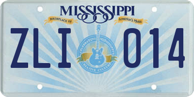 MS license plate ZLI014