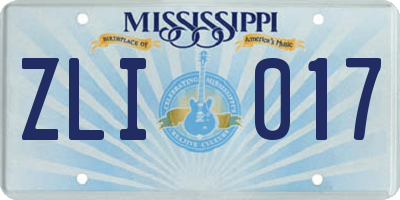 MS license plate ZLI017