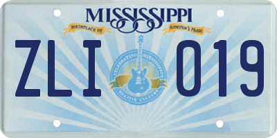 MS license plate ZLI019