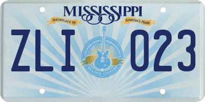 MS license plate ZLI023