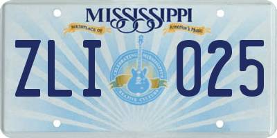 MS license plate ZLI025