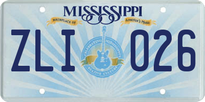 MS license plate ZLI026
