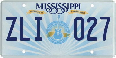 MS license plate ZLI027