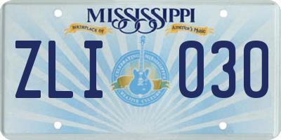 MS license plate ZLI030