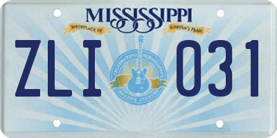 MS license plate ZLI031