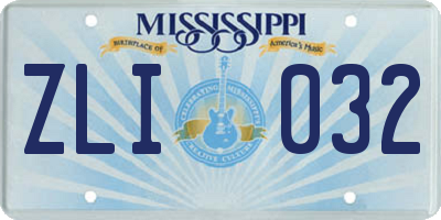 MS license plate ZLI032