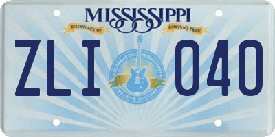 MS license plate ZLI040