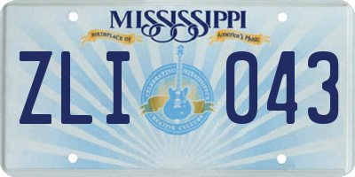 MS license plate ZLI043