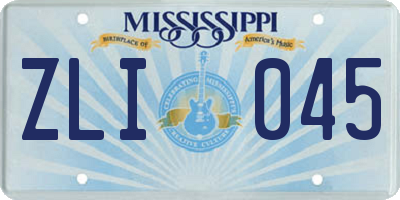 MS license plate ZLI045