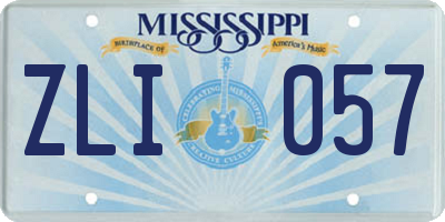 MS license plate ZLI057