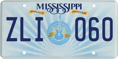 MS license plate ZLI060