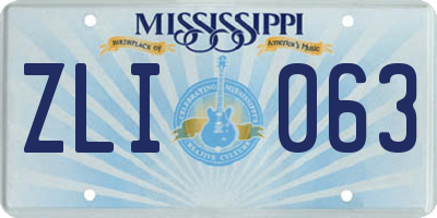 MS license plate ZLI063