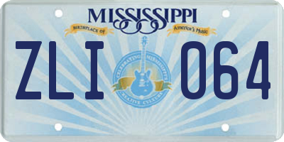 MS license plate ZLI064