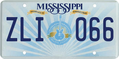 MS license plate ZLI066