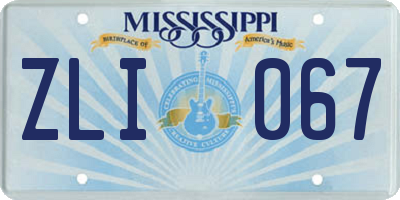 MS license plate ZLI067