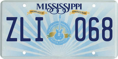 MS license plate ZLI068