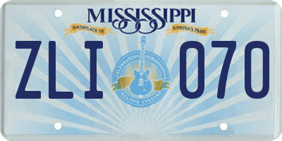 MS license plate ZLI070