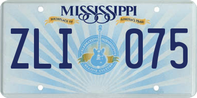 MS license plate ZLI075