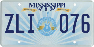 MS license plate ZLI076