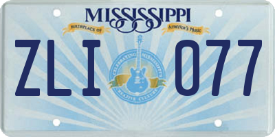 MS license plate ZLI077