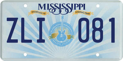MS license plate ZLI081
