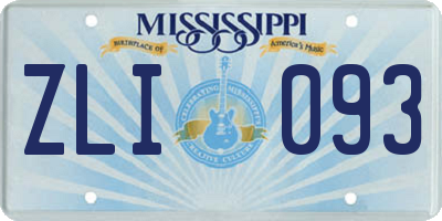 MS license plate ZLI093