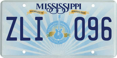 MS license plate ZLI096