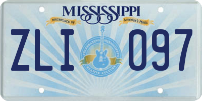 MS license plate ZLI097