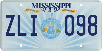 MS license plate ZLI098